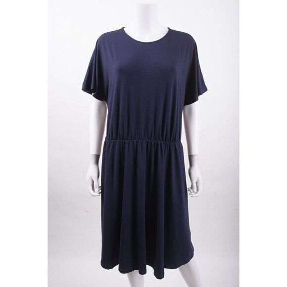 Boden Womens Flutter Sleeve Jersey Dress UK 18L US 14L Tall Navy Blue D0113 NWT - Picture 1 of 6